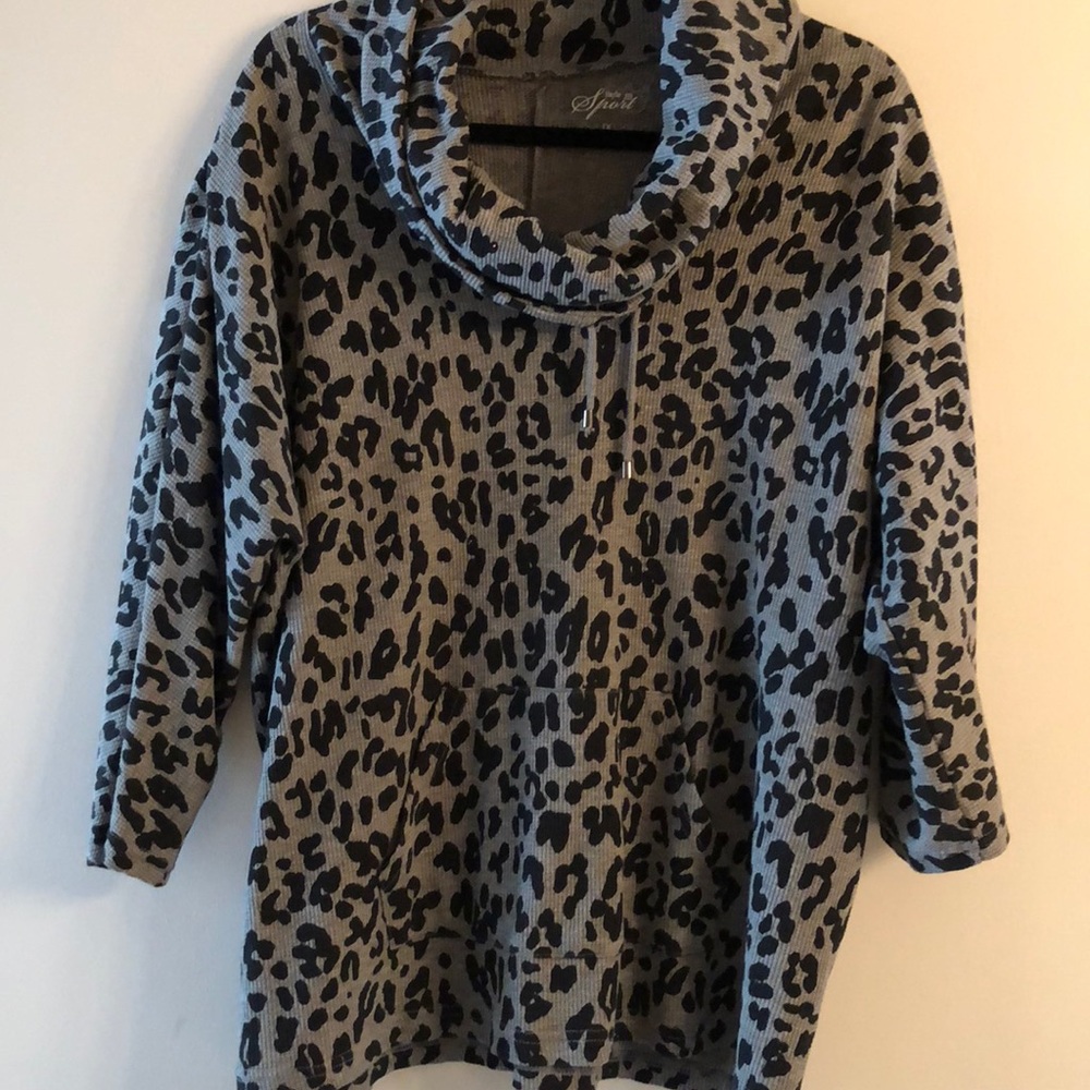 Waffle knit cowl beck sweat shirt